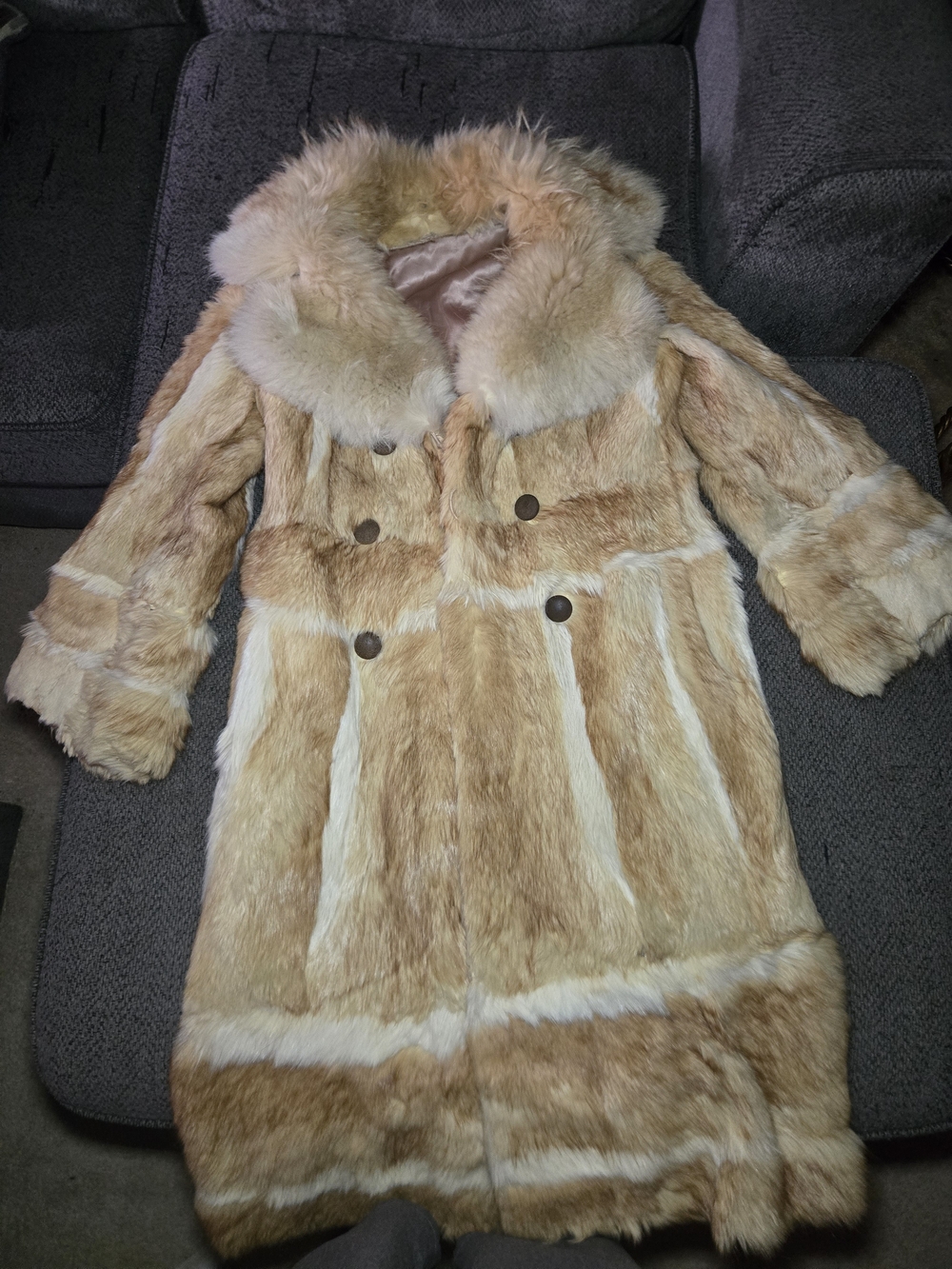 Vintage New Yorker Womens Real Rabbit Fur Long Coat